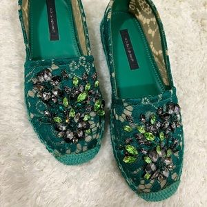 Crystal Dolce&Gabbana espadrilles in dark green